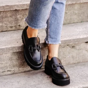 Stringate & Mocassini | In Time Mocassini da Donna in pelle su platform con accessorio "CRAIG" - Nero