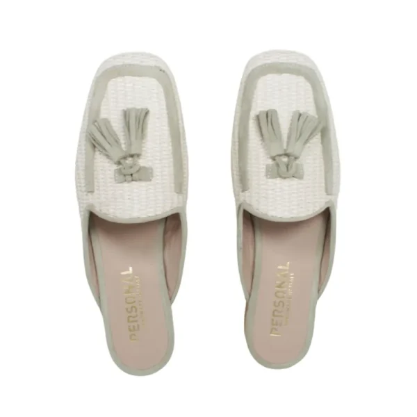 Stringate & Mocassini | Sabot | Personal Sabot Flat in Rafia e Camoscio con Nappine "CAPRI" - Beige