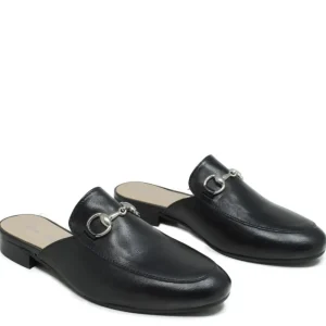 Sandali Bassi | Sabot | Made in Italy Sabot in Pelle con Morsetto Metallico "KB08" - Nero