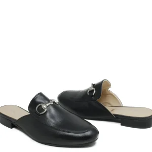 Sandali Bassi | Sabot | Made in Italy Sabot in Pelle con Morsetto Metallico "KB08" - Nero
