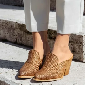 Sabot | Scarpe Con Tacco | Personal Sabot Texani con Tacco Alto "DEBRA" - Rafia Cuoio