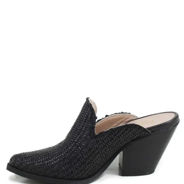 Sabot | Scarpe Con Tacco | Personal Sabot Texani con Tacco Alto "DEBRA" - Rafia Nero