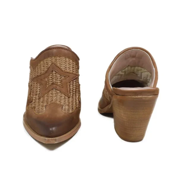 Sabot | Scarpe Con Tacco | Personal Sabot Texani con Tacco Alto "VEGA" - Nabuk e Rafia Cuoio