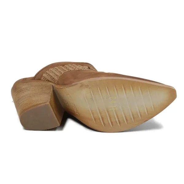 Sabot | Scarpe Con Tacco | Personal Sabot Texani con Tacco Alto "VEGA" - Nabuk e Rafia Cuoio