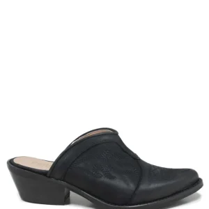 Sabot | Scarpe Con Tacco | Personal Sabot Texani Ricamati con Tacco Medio "ADEL" - Nabuk Nero