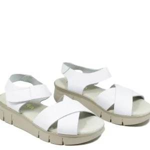 Sandali Con Zeppa | Sandali Bassi | Mañana Sandali Bassi Comodi Flexy in Pelle "F13" - Bianco