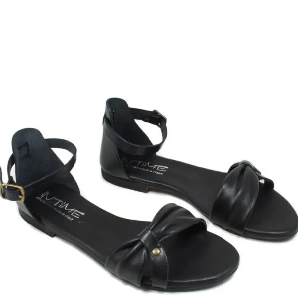 Sandali Bassi | In Time Sandali Bassi Flat in Pelle "Luna" - Nero