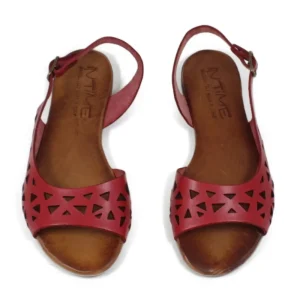 Sandali Bassi | In Time Sandali Bassi Flat Traforati in Pelle "Patty" - /Cuoio Rosso