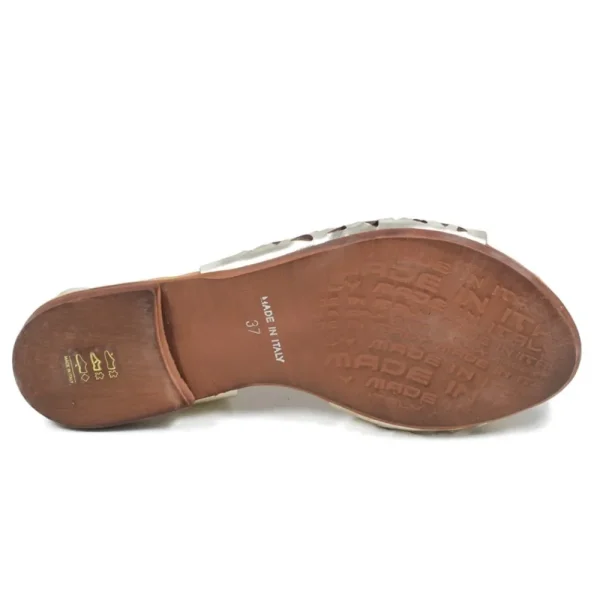 Sandali Bassi | In Time Sandali Bassi Flat Traforati in Pelle "Patty" - Platino