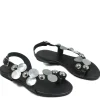 Sandali Bassi | In Time Sandali Bassi Infradito in Pelle con Borchie "Studdy" - Nero