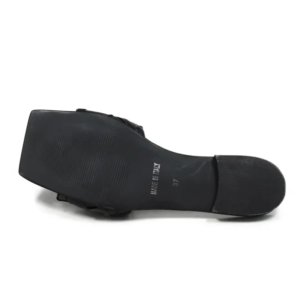 Sandali Bassi | Personal Sandali Ciabatta in Pelle Intrecciata Punta Quadrata "Slot" - Nero