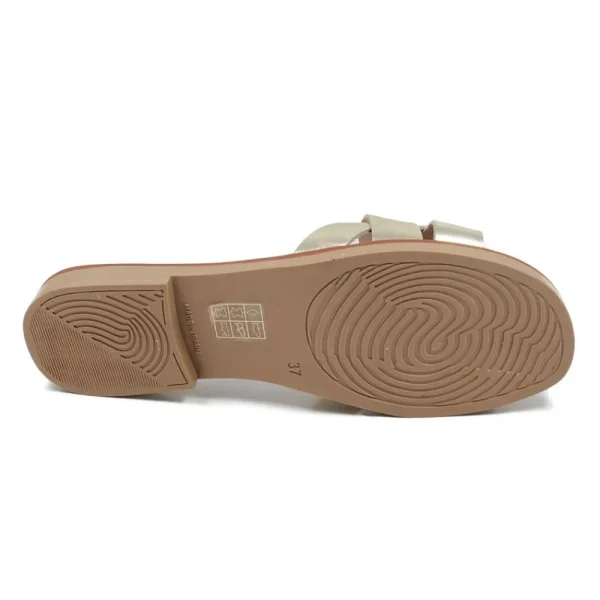 Sandali Bassi | Mañana Sandali Ciabatta in Pelle Laminata "JAVA" - Cuoio/ Platino