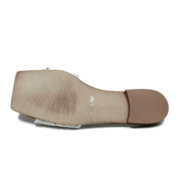 Sandali Bassi | Personal Sandali Ciabatta in Pelle Intrecciata Punta Quadrata "Slot" - /Cuoio Bianco