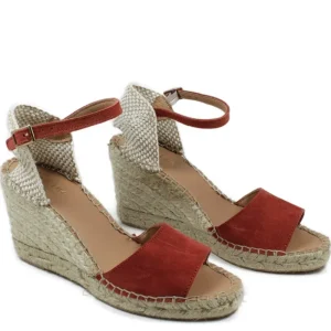 Espadrillas | Sandali Con Zeppa | Mañana Sandali Espadrillas Spuntati in Camoscio Zeppa Alta "809" - Rosso