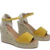 Espadrillas | Sandali Con Zeppa | Mañana Sandali Espadrillas Spuntati in Camoscio Zeppa Alta "809" - Ocra
