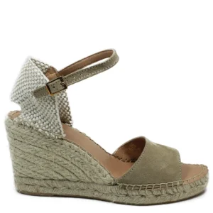 Espadrillas | Sandali Con Zeppa | Mañana Sandali Espadrillas Spuntati in Camoscio Zeppa Alta "809" - Taupe