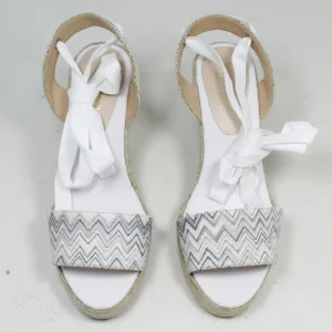 Espadrillas | Sandali Con Zeppa | Mañana Sandali Espadrillas Spuntati in Pelle Zeppa Alta Lacci Alla Caviglia "819" - /Lilla Bianco