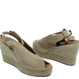 Espadrillas | Sandali Con Zeppa | Mañana Sandali Espadrillas Spuntati in Camoscio Zeppa Alta "808" - Beige