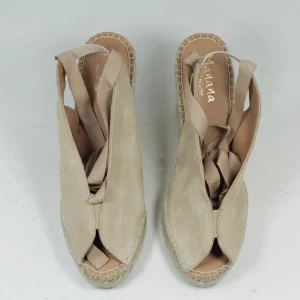 Espadrillas | Sandali Con Zeppa | Mañana Sandali Espadrillas Spuntati in Camoscio Zeppa Alta "808" - Beige