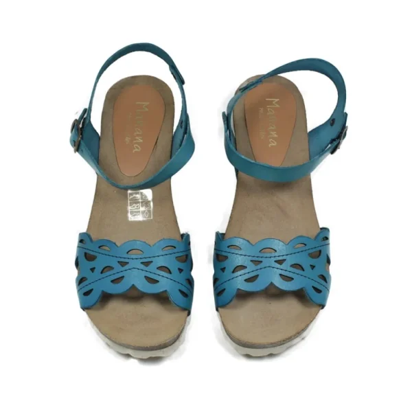 Sandali Con Zeppa | Mañana Sandali in Pelle con Zeppa Media Comfort Fit "V06" - Blu