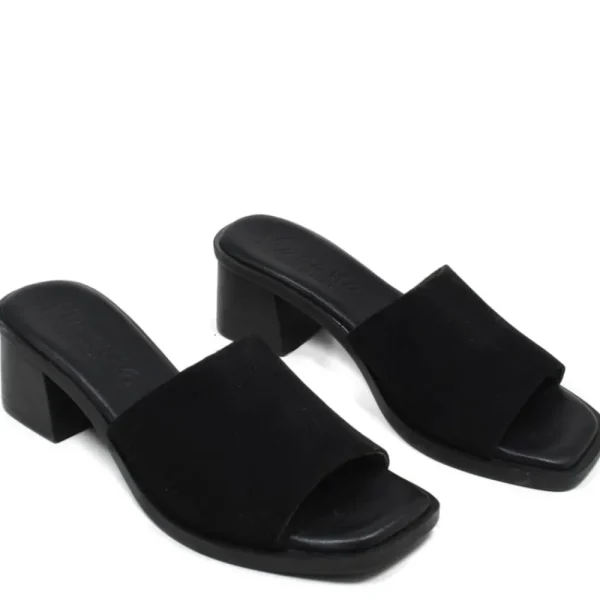 Sandali Con Tacco | Scarpe Con Tacco | Mañana Sandali Spuntati con Tacco Medio "PN03" - Camoscio Nero
