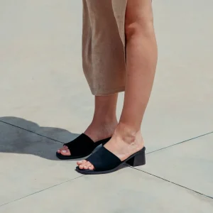 Sandali Con Tacco | Scarpe Con Tacco | Mañana Sandali Spuntati con Tacco Medio "PN03" - Camoscio Nero