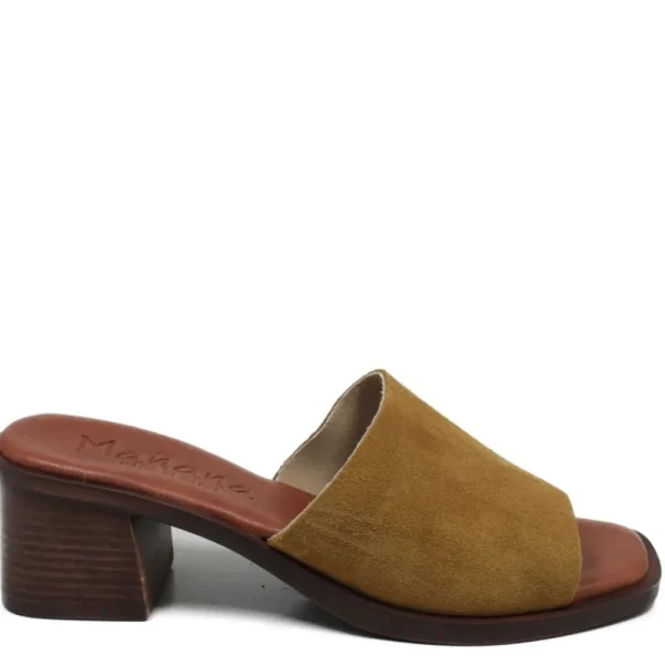 Scarpe Con Tacco | Sandali Con Tacco | Mañana Sandali Spuntati con Tacco Medio "PN03" - Camoscio Cuoio