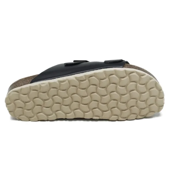 Sandali Bassi | Mañana Sandalo Ciabatta Unisex in Pelle con Plantare Anatomico "HOLY" - Nero