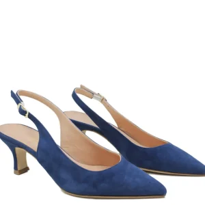 Scarpe Con Tacco | Made in Italy Slingback con Tacco a rocchetto 6cm "V51" - Camoscio Blu