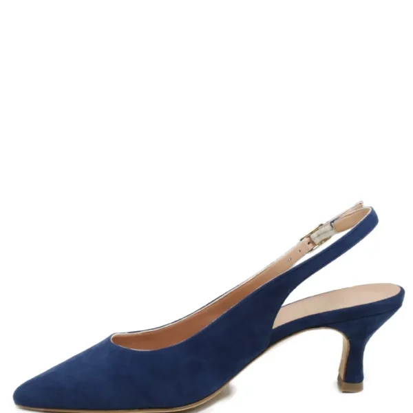 Scarpe Con Tacco | Made in Italy Slingback con Tacco a rocchetto 6cm "V51" - Camoscio Blu