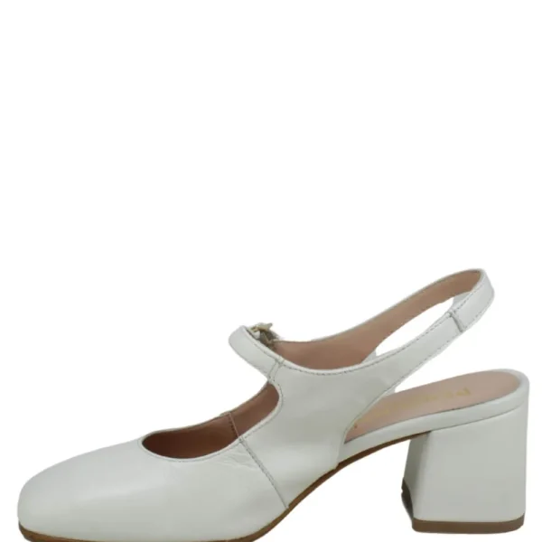 Scarpe Con Tacco | Personal Slingback Mary Jane con Tacco Comodo "Tesia" - Nappa Bianco