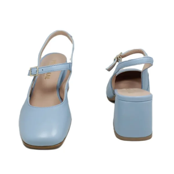 Scarpe Con Tacco | Personal Slingback Mary Jane con Tacco Comodo "Tesia" - Nappa Azzurro