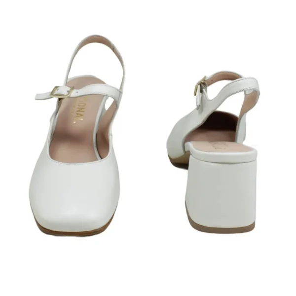 Scarpe Con Tacco | Personal Slingback Mary Jane con Tacco Comodo "Tesia" - Nappa Bianco