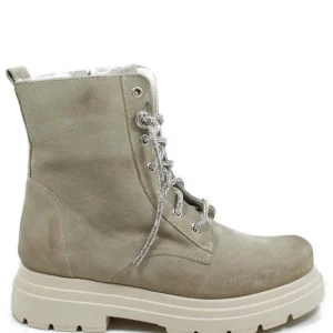 Anfibi | Bikers Estivi | Personal Stivaletti Anfibi in Camoscio con Lacci di Strass "BRIX"  - Beige