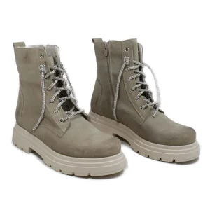 Anfibi | Bikers Estivi | Personal Stivaletti Anfibi in Camoscio con Lacci di Strass "BRIX"  - Beige