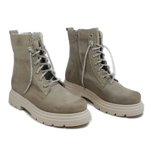 Anfibi | Bikers Estivi | Personal Stivaletti Anfibi in Camoscio con Lacci di Strass "BRIX"  - Beige