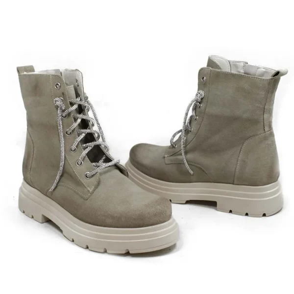Anfibi | Bikers Estivi | Personal Stivaletti Anfibi in Camoscio con Lacci di Strass "BRIX"  - Beige