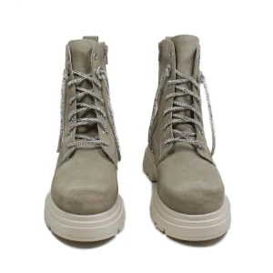 Anfibi | Bikers Estivi | Personal Stivaletti Anfibi in Camoscio con Lacci di Strass "BRIX"  - Beige