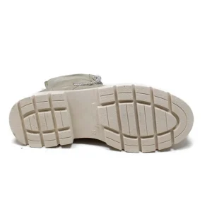 Anfibi | Bikers Estivi | Personal Stivaletti Anfibi in Camoscio con Lacci di Strass "BRIX"  - Beige