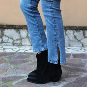 Tronchetti | Stivali Texani | Personal Stivaletti Ankle Boots Texani con Elastico  "WISE" - Camoscio Nero