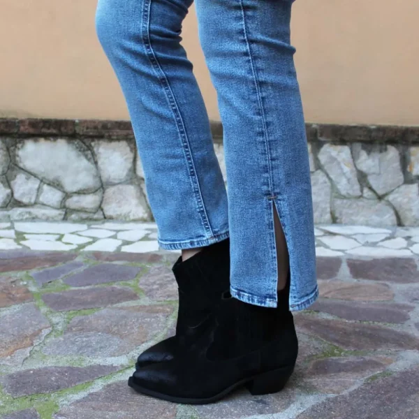 Tronchetti | Stivali Texani | Personal Stivaletti Ankle Boots Texani con Elastico  "WISE" - Camoscio Nero
