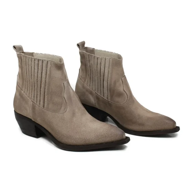 Tronchetti | Stivali Texani | Personal Stivaletti Ankle Boots Texani con Elastico  "WISE" - Crosta Avana