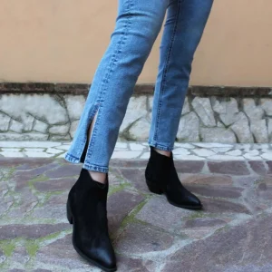 Tronchetti | Stivali Texani | Personal Stivaletti Ankle Boots Texani con Elastico  "WISE" - Camoscio Nero