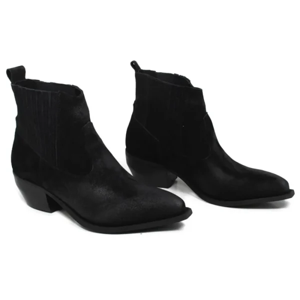 Tronchetti | Stivali Texani | Personal Stivaletti Ankle Boots Texani con Elastico  "WISE" - Camoscio Nero