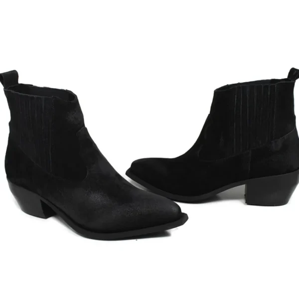 Tronchetti | Stivali Texani | Personal Stivaletti Ankle Boots Texani con Elastico  "WISE" - Camoscio Nero