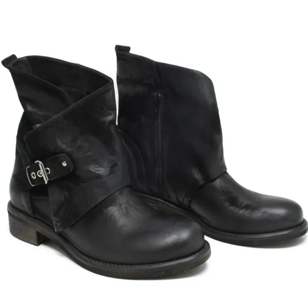 Stivali Estivi | Bikers Estivi | In Time Stivaletti Biker Asimmetrici Estivi "MT/B" - Nabuk Nero