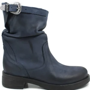 Stivali Invernali | Bikers Invernali | In Time Stivaletti Biker Boots Bassi "NOA/B" - Nabuk Blu