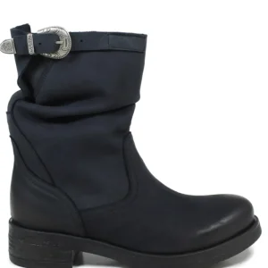 Stivali Invernali | Bikers Invernali | In Time Stivaletti Biker Boots Bassi "NOA/B" - Nabuk Notte Blu