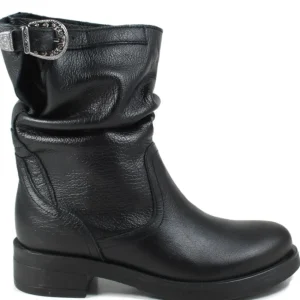 Stivali Invernali | Bikers Invernali | In Time Stivaletti Biker Boots Bassi "NOA/B" - Pelle Nero