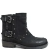 Stivali Invernali | Bikers Invernali | Made in Italy Stivaletti Biker Boots Bassi con Borchie "978" - Nabuk Nero